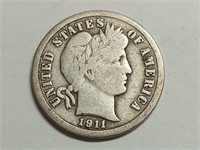 OF) 1911 partial liberty silver Barber dime