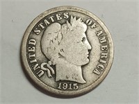 OF) 1915 silver Barber dime
