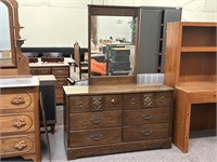 Six Drawer Dresser With Mirror 50.5x17.5x68.5H