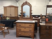 Gorgeous Late 1800s Marble Top Dresser With Mirror