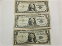 OF) (3) *STAR* $1 SILVER CERTIFICATES