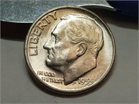 OF) Brilliant uncirculated 1955 S silver Roosevelt