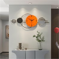 $86  FLEBLE Big Wall Clock 16x40in  Black Metal