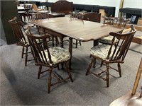 Vintage Drop Leaf Dining Room Table + 6 Chairs