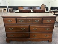 Vintage 3 Over 4 Drawer Dresser, 52.5x18x32H