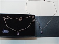 OF) Sterling silver genuine amethyst necklaces