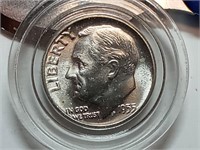 OF) Uncirculated 1955 silver Roosevelt dime