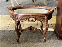 Antique Carved Wood Serving Table, See Details