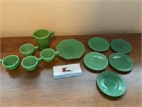 Vintage Green Glass Children’s Tea Set