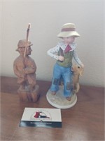 Ceramic and Wooden Boy Figures