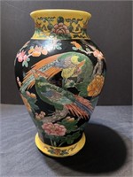 Vintage Japanese hand painted vase, drilled as