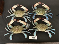 Lot Of 4 Decorative Blue Crabs