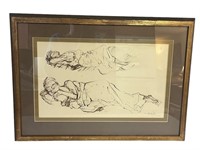 Vintage Framed Signed Sketch