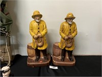 Pair Of Fisherman Ceramic Sculptures, See Details