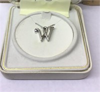 OF) NECKLACE WITH "W" 925 WHITE GOLD