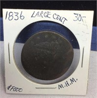 OF) 1836 LARGE CENT, US PENNY MATRON HEAD MODIFIED