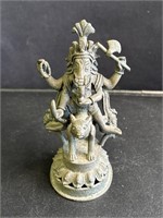Antique brass Hindu deity Ganesha astride Vahana
