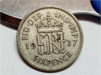 OF) 1937 Great Britain silver six pence