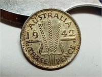 OF) 1942 D Australia silver 3 pence