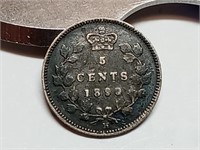 OF) 1890 Canada silver five cents
