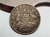 OF) 1922 Australia silver 3 pence