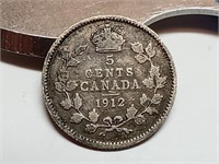OF) 1912 Canada silver five cents