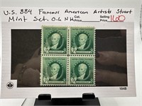 #884 STAMP BLOCK FAMOUS AMERICAN ARTISTS STUART