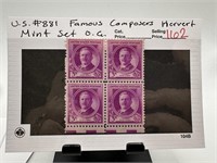 #881 FAMOUS COMPOSERS HERBERT STAMP BLOCK