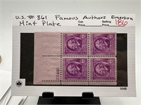#861 FAMOUS AUTHORS EMERSON STAMP BLOCK
