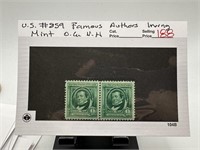 #859 FAMOUS AUTHORS IRVING PAIR OG NH