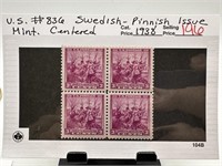 #836 SWEDISH FINNISH ISSUE STAMP BLOCK 1938