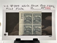 #809 WHITE HOUSE PERF MINT STAMP BLOCK W PL#