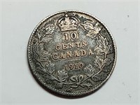 1910 Canada silver 10 cents