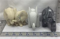 C3) (3) LITTLE ELEPHANTS- WHITE, OFFWHITE,GRAY ONE