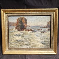 Oil on artist board, signed J. Olson lower left