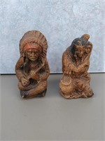 Vintage Indian Chief and Squaw Figures, Mowhawk