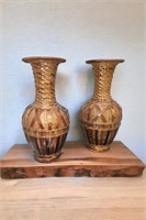 Two Unique 13 inch wood planters or whatever you