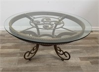 Vintage Hollywood Regency gilt iron coffee table