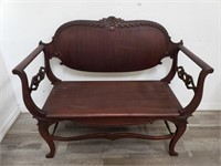 Antique Victorian mahogany parlor bench