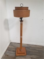 Vintage mid century rattan floor lamp with