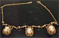 Vintage 10K GF cameo necklace, 13.5"l.l