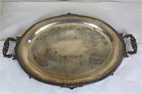 Oval silver plate tray