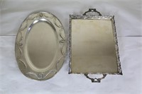2 silver plate trays