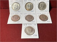 (7) MIX UNITED STATES 40% SILVER KENNEDY HALVES