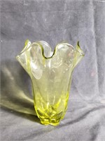 Vintage yellow handkerchief glass vase