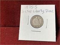 1875-S UNITED STATES SILVER SEATED LIBERTY DIME