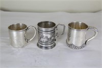 3 silver mugs
