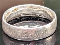 WWI silver ring made from 1918 French coin