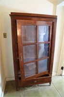 Vintage wood bookcase with glass door