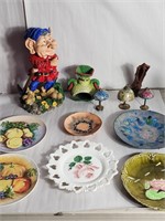 Vintage items, gnome, Tiffany style ornaments,